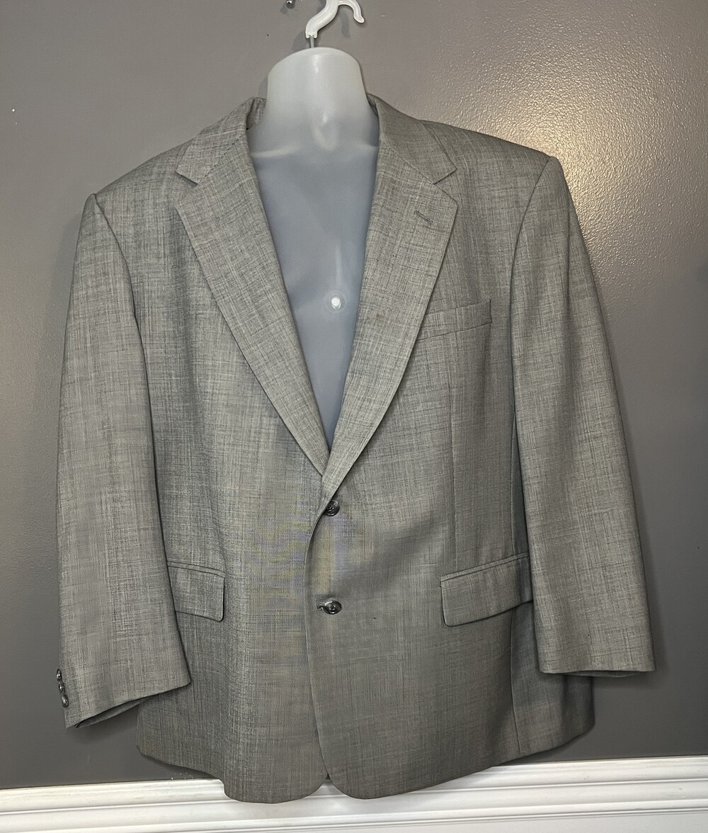 Pierre Cardin Blazer Mens 46R Gray Wool Sport Coat 2 Button Tailored Jacket